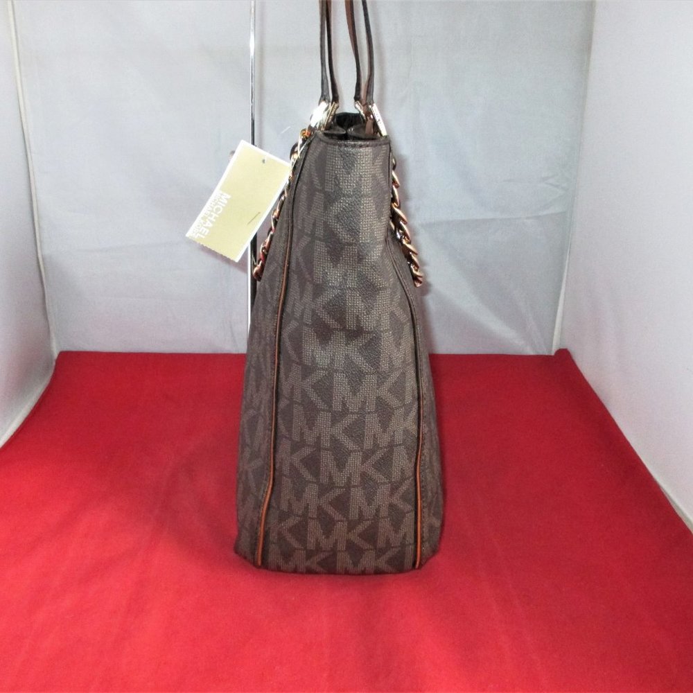 Michael Kors Harper Large N/S MK Signature Tote $298 Brown #013 - Picture 10 of 13